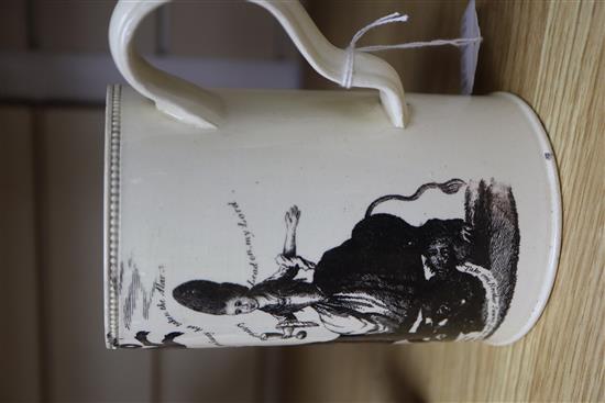 An 18th century creamware political caricature mug height 15cm